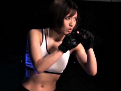 目を見開いてケイレン絶頂！女格闘家を緊縛＆媚█で快楽調█｜サンプル1