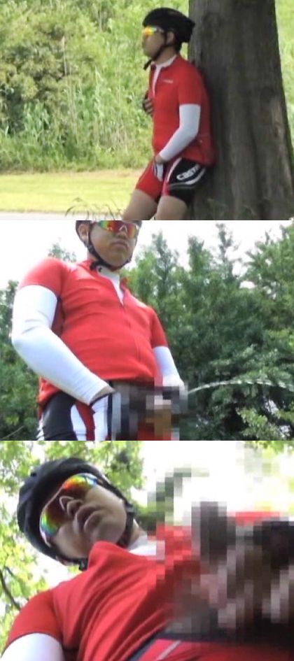 自転車乗り＆野球男子 スポーツマンたちの青空露出オナニー｜サンプル1