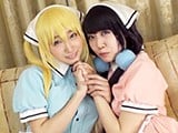 仲良しコスプレ娘のレズH＆男性スタッフを引き込んでハメ撮り